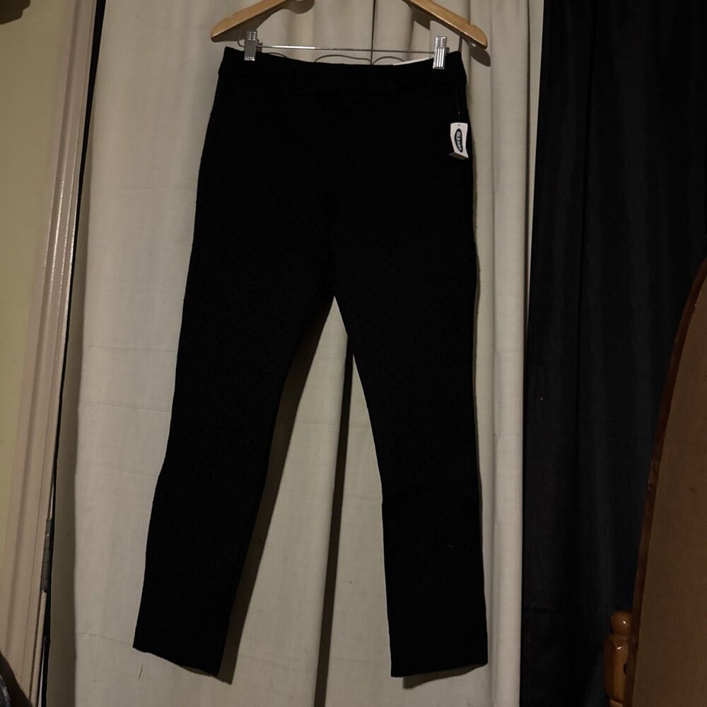 Old Navy Womens Ankle Pants Size 4 Black Black Polka Dot Stretch